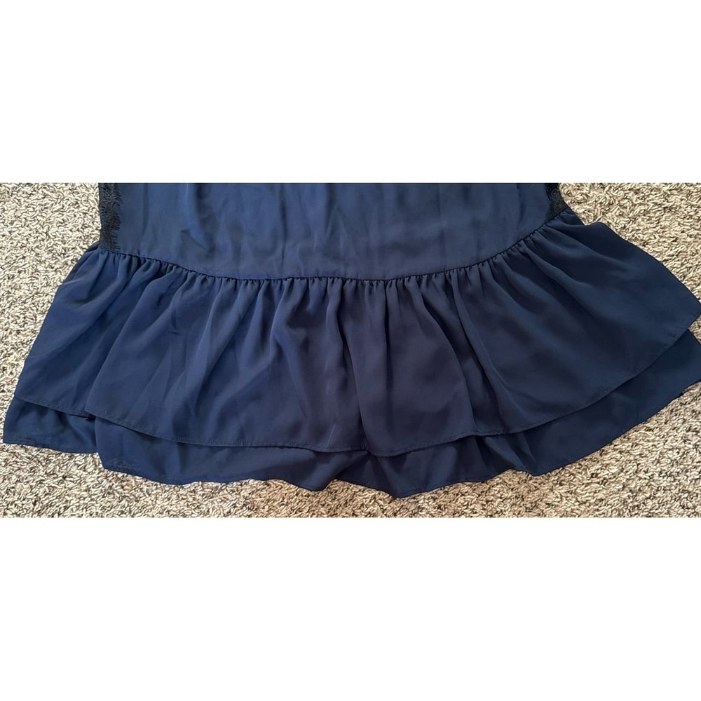 Land Bryant Women's Navy Blue Black Lace sleeveless peplum blouse Size 16 - Picture 7 of 10